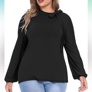 In’voland brand. Tie neck, Polyester/Spandex, Black